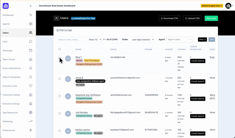 Bulk-edit panel showing reassign and tag fields